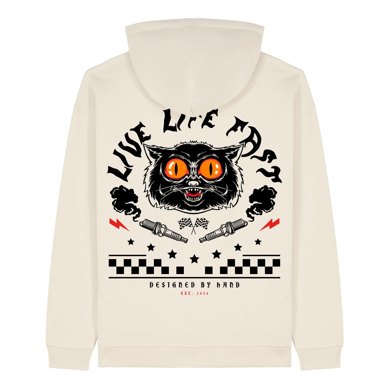 Live Life Fast Hoodie - Natural Cotton