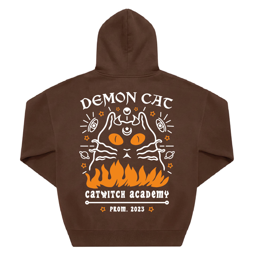 Demon Cat Hoodie - Light Grey Heather
